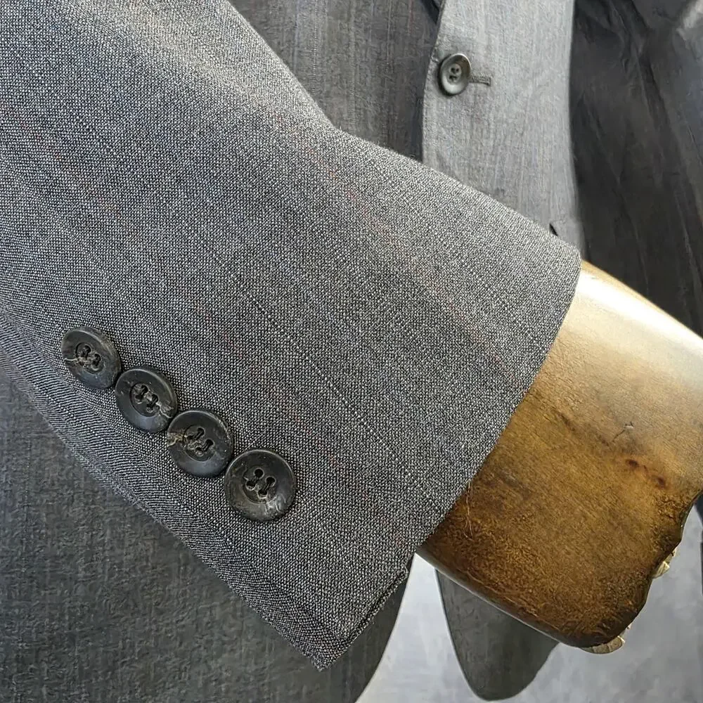 Vintage Chaps Ralph Lauren Blazer Mens 42R Gray Two Button Wool Blend USA Made